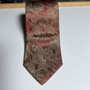 Peacock Mens Burgundy Gold Paisley Handmade 100% Pure Silk Necktie